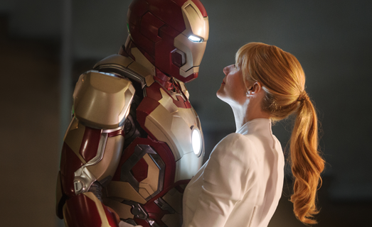 Iron Man and Pepper embracing each other