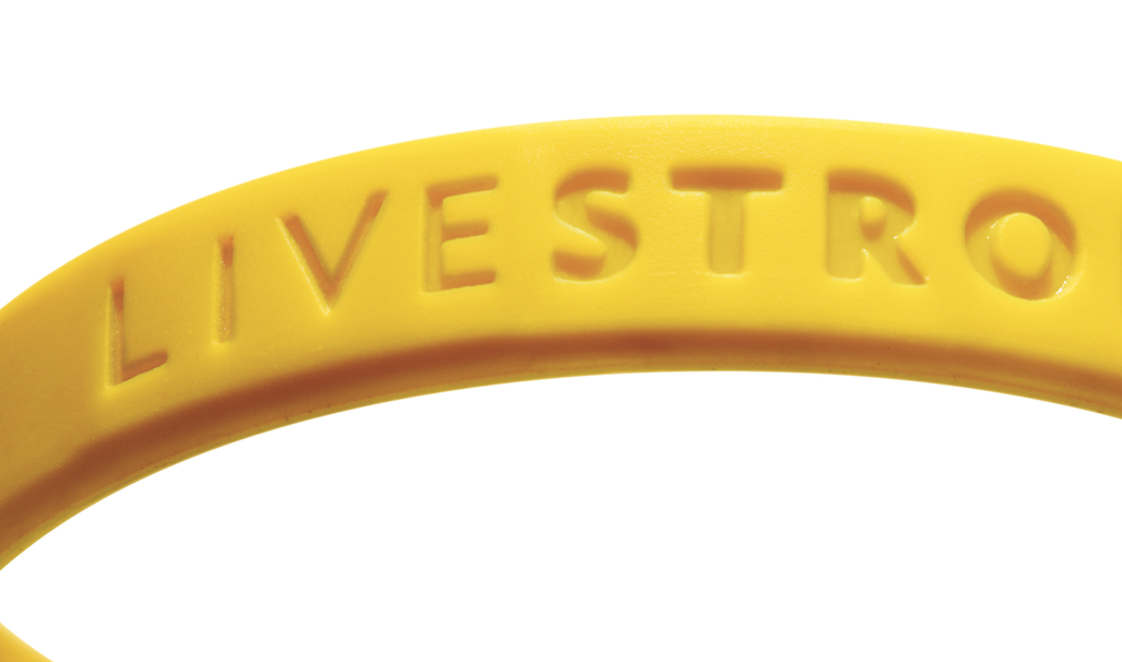 Livestrong Yellow Wristband closeup on white background