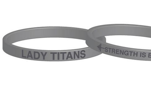 3d render of Lady Titans wristbands saying Strength Is Beauty