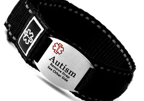 Autism Medical ID Bracelet with leather strap