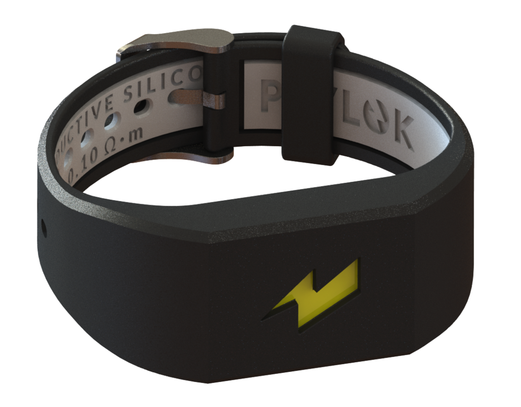 black and yellow pavlok wristband