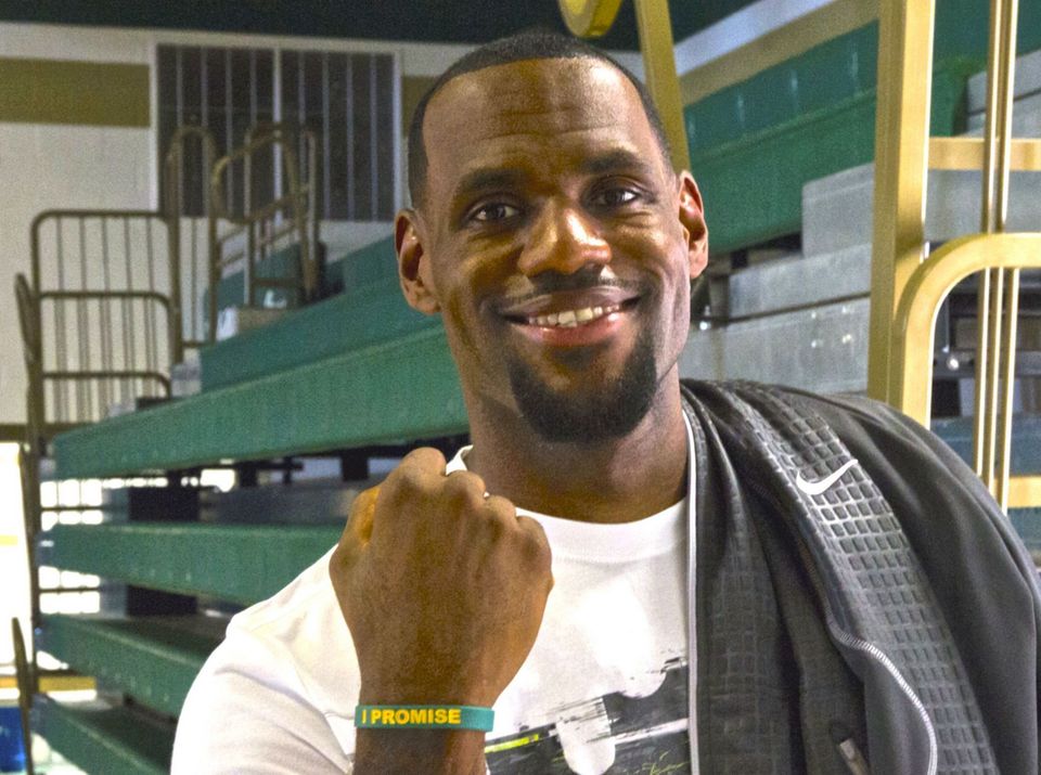 Lebron James wearing an I promise wristband