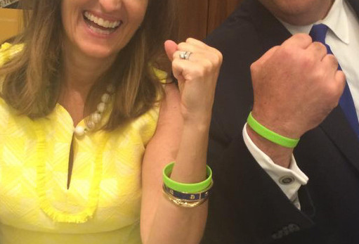 Larry Hogan #HoganStrong wristbands being worn by Chris Christie and his wife