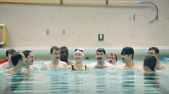 movember mustache team creeping on girl in a pool