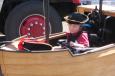 Keaton rides his Magic Wheelchair pirate ship with full swashbuckling gear