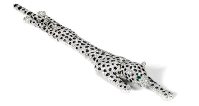 most expensive bracelet in shape of panther with diamonds and onyx