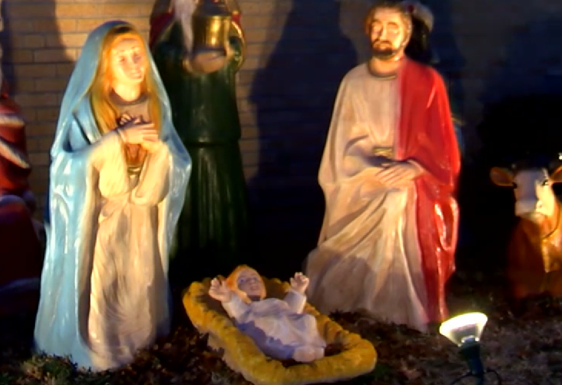 The Children's Home nativity scene showing Mary, Joseph and Jesus