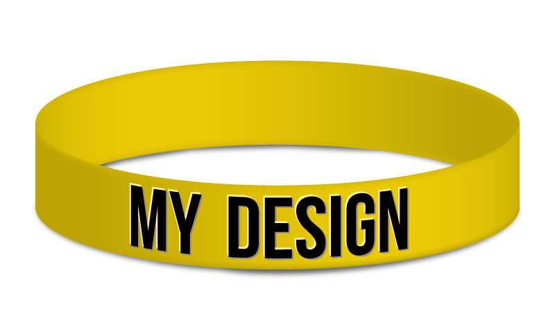 half inch wristband digital 3d version in yellow with black text