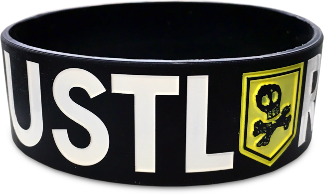 hustler wristband in black with yellow logo