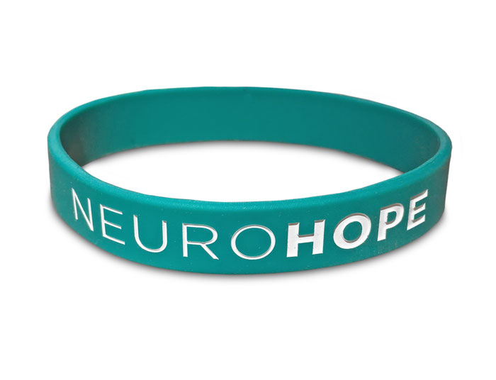 nuero wristband with bold lettering of word hope