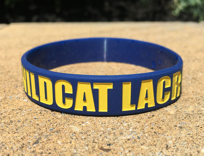 custom rubber bracelet saying wildcat lacrosse