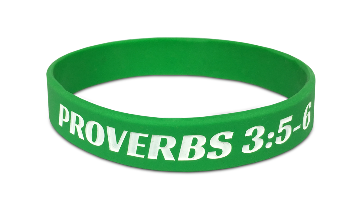 proverbs christian wristband in green with white text