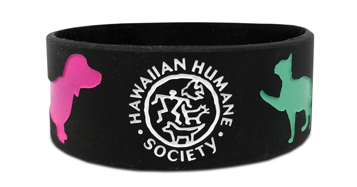 hawaiian human society wristband with logo and animals