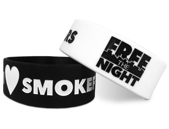 personalized rubber bracelets in white and black