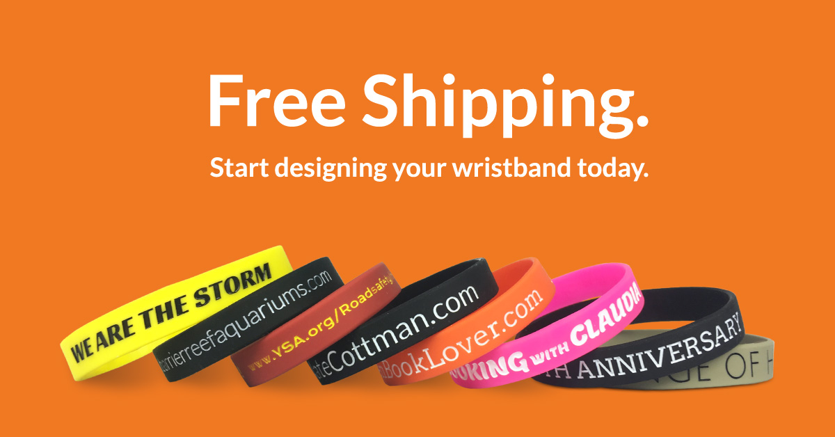 free shipping for custom silicone wristbands with row of wristbands