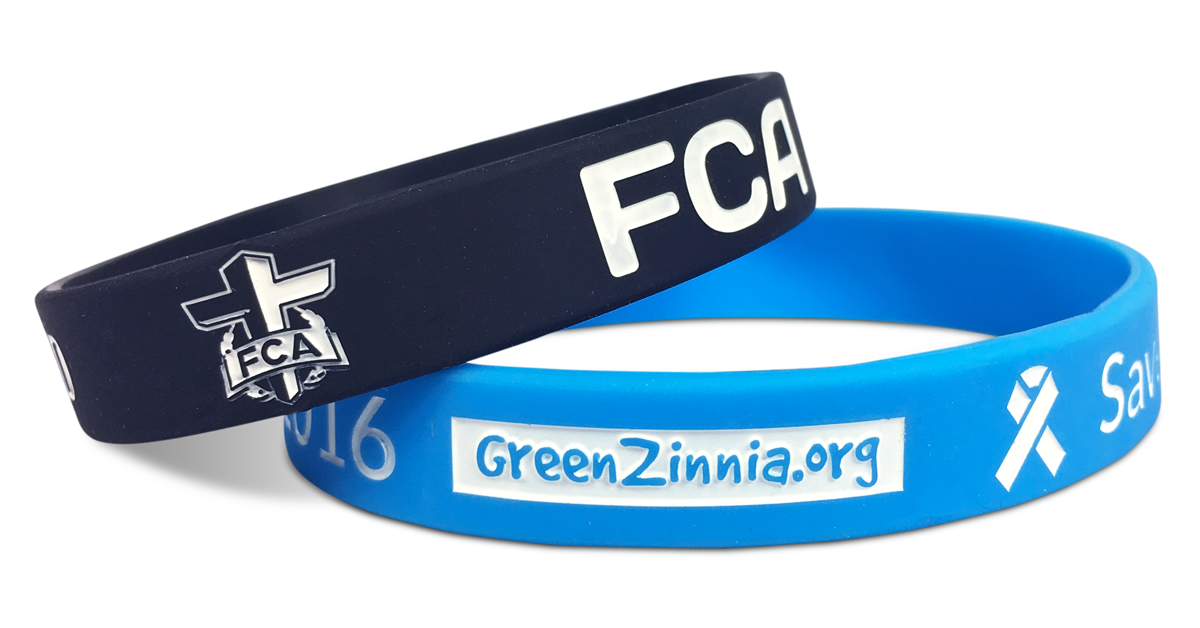 personalized rubber bracelets made for fca and greenzinnia.org