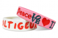 wide silicone wristbands in pink and white