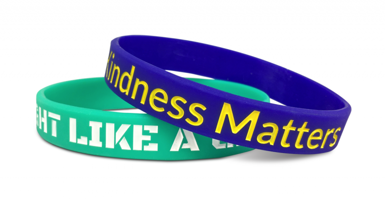 custom silicone wristband with kindness and fight like a girl