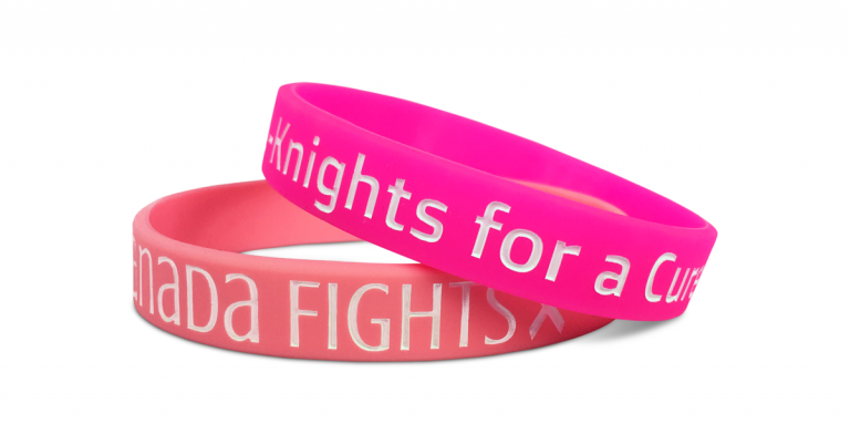 bracelets for a cause in two colors of pink