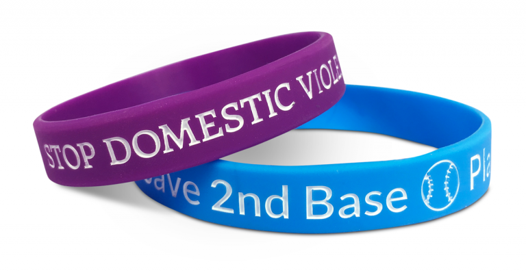 bracelets for a cause in purple and blue