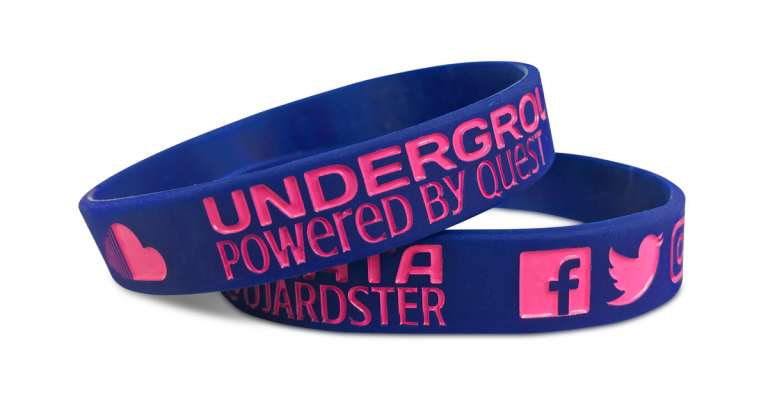 event wristbands featuring social media icons