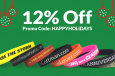 happy holidays sale featuring custom silicone wristbands
