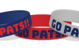 go pats wristbands featuring blue, gray and red