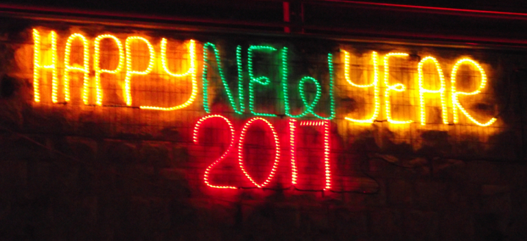 happy new years 2017 written in lights