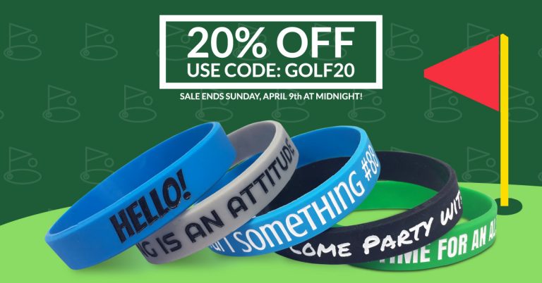 20% off custom wristbands using code GOLF20