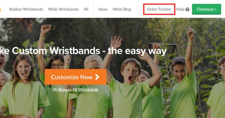 use wristband bros order tracker in the header to get info on your order
